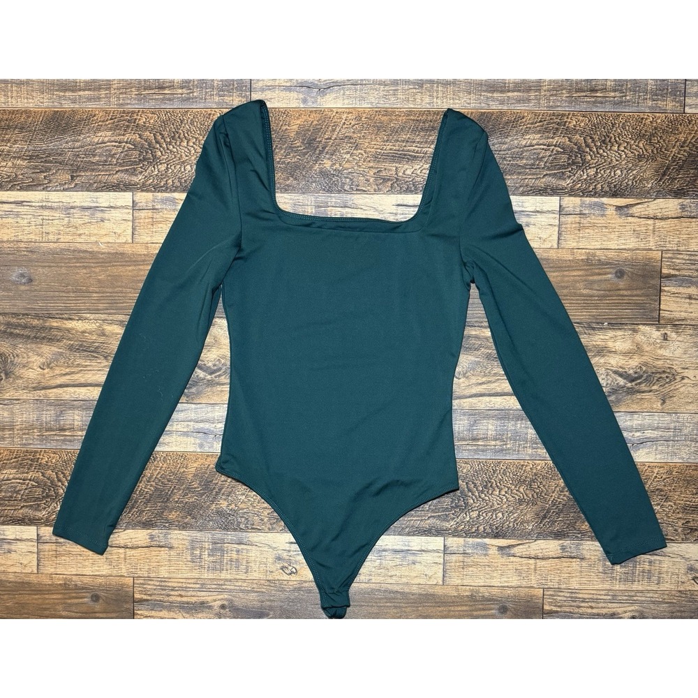 SWS Contour Fit Deep Green Long Sleeve Body Suit Square Neck Shaping Bodysuit